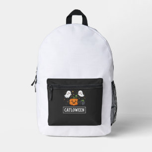 Catloween Cute Ghost Cat Halloween Design_1 Printed Backpack