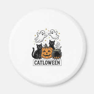 Catloween Vintage Ghost Cat Halloween Shirt Design Magnet