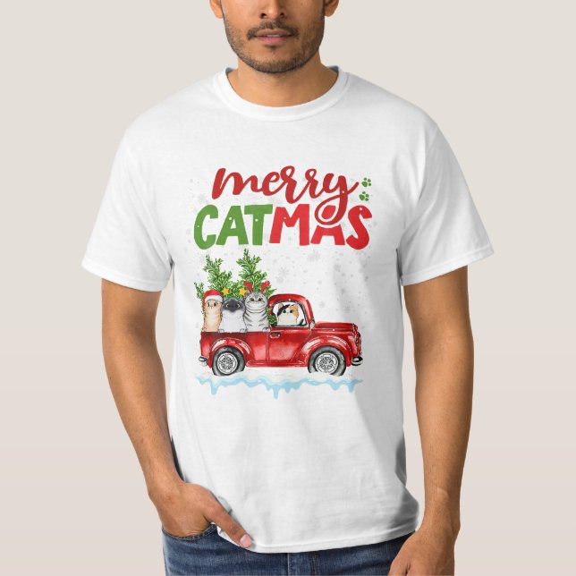 Catmas Riding Truck Cat Mum Cat T-Shirt (Front)
