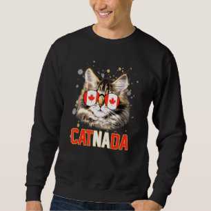 Catnada Cat Wearing Maple Leaf Flag Canada Day Ani Sweatshirt