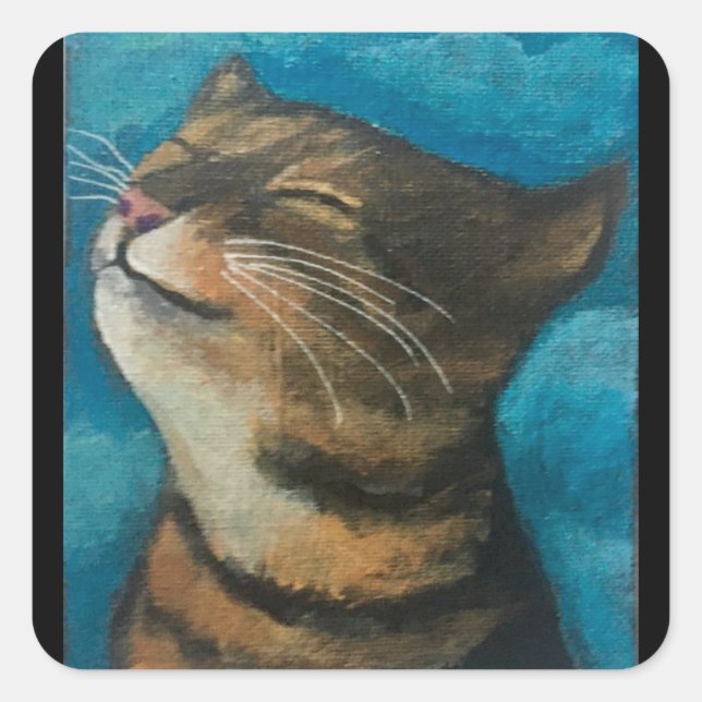 Catnip Cat Square Sticker (Front)