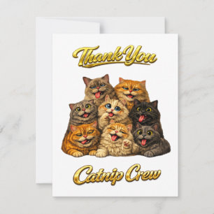 Catnip Crew Cute Silly Goofy Cat Faces Thank You Card