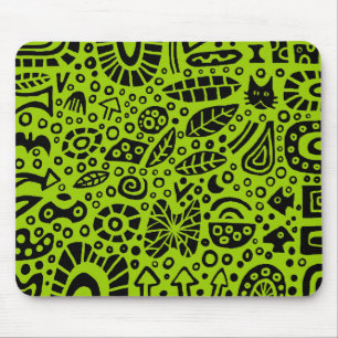 Catnip Dreams - Black on Green 99CC00 Mouse Pad