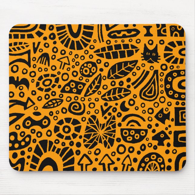 Catnip Dreams - Black on Orange FF9900 Mouse Pad (Front)