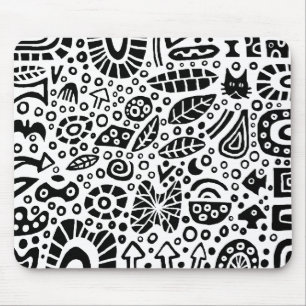 Catnip Dreams - Black on White Mouse Pad