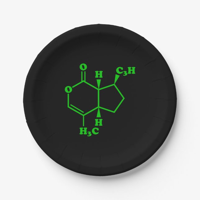 Catnip Nepetalactone Molecular Chemical Formula Paper Plate (Front)