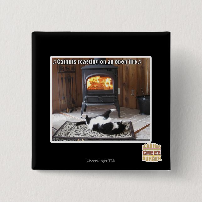 Catnuts roasting 15 cm square badge (Front)