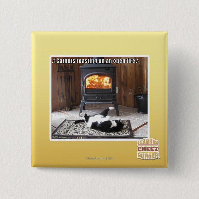 Catnuts roasting 15 cm square badge (Front)