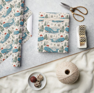 Catoosa Blue Whale Christmas Gifts Wrapping Paper