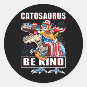 Catosaurus Funny Cat Dinosaur Meowica Classic Round Sticker
