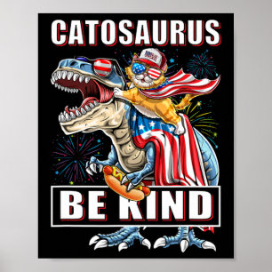 Catosaurus Funny Cat Dinosaur Meowica Poster