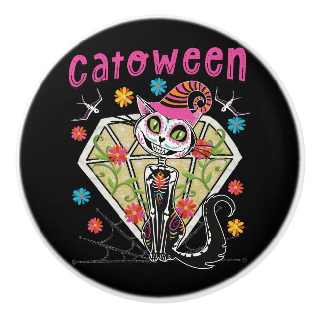 Catoween Halloween Ceramic Knob (Front)