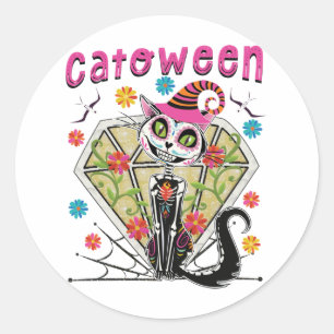 Catoween Halloween Classic Round Sticker