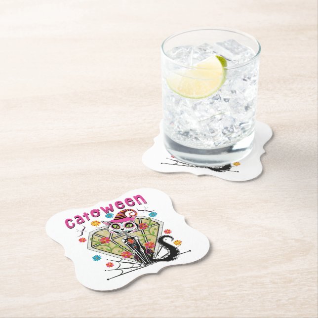 Catoween Halloween Paper Coaster (Insitu)