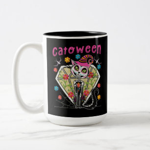 Catoween Halloween Two-Tone Coffee Mug
