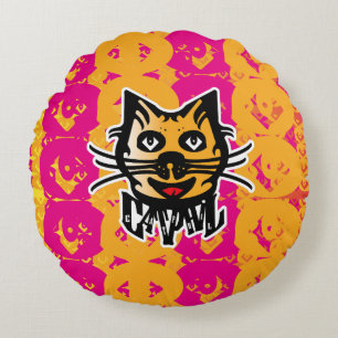 CATPHIL CAT YELLOW BY MASANSER PIXELAT ROUND CUSHION