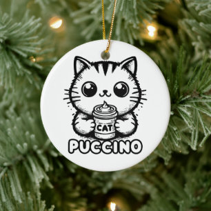 Catpuccino 1 ceramic ornament