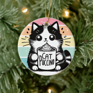 Catpuccino 3 ceramic ornament