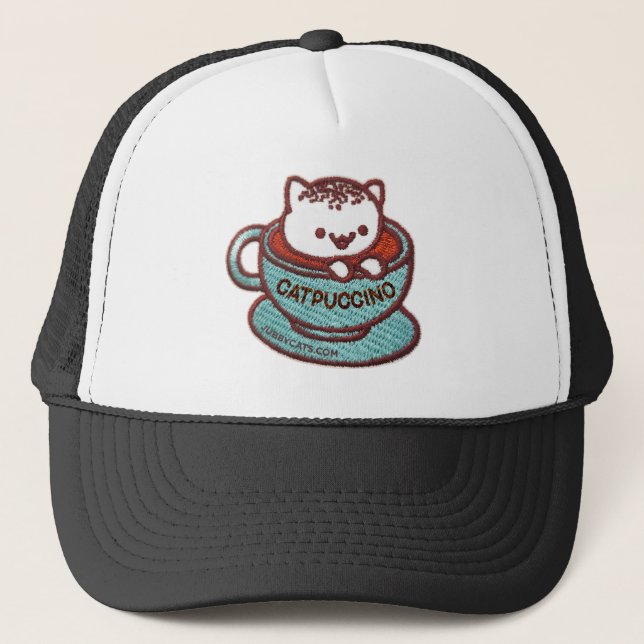 CATPUCCINO CAT Embroidered Patch Hat (Front)