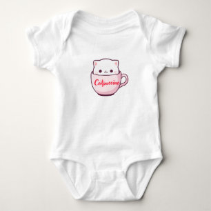 "Catpuccino Cute Cat Coffee Cup Baby Bodysuit" Bodysuit