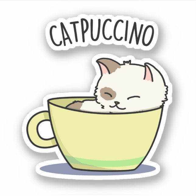 Catpuccino Funny Kitty Cat In Cup Pun  (Front)