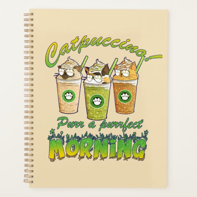 Catpuccino – Purr a Purrfect Morning | Cute Cat Planner (Front)