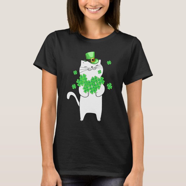 Catricks Day Cat  Shamrock  St Patricks Day Lucky T-Shirt (Front)