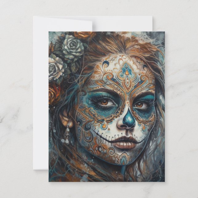 Catrina Azul RSVP Card (Front)