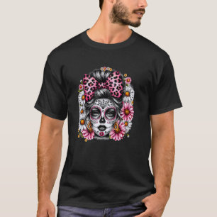 CATRINA DAY DAISY FLORAL SUGAR SKULL LOS MUERTOS H T-Shirt