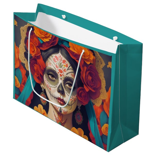 Catrina Day Of The Dead 1 Large Gift Bag (Front Angled)
