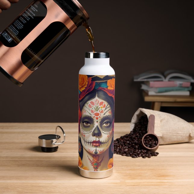 Catrina Day Of The Dead 1 Water Bottle (Coffee)