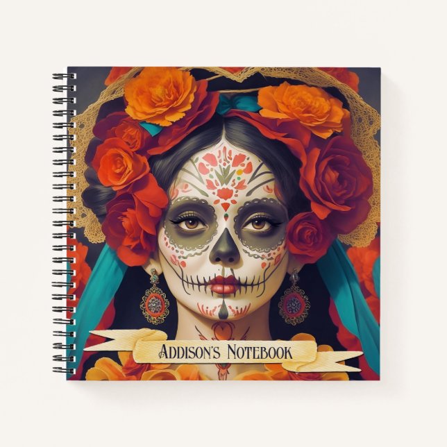 Catrina Day Of The Dead 1 With Text Notebook (Front)
