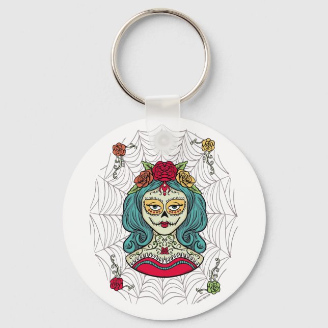Catrina Día de Muertos Web Key Ring (Front)