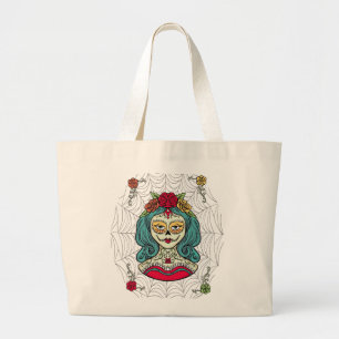 Catrina Día de Muertos Web Large Tote Bag