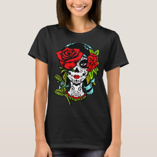 Catrina Santa Muerte Rose Sugar Skull Calavera - A T-Shirt