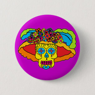 Catrina Sugar Skull 6 Cm Round Badge