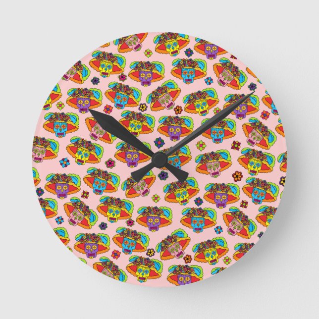 Catrina Sugar Skull Round Clock (Front)