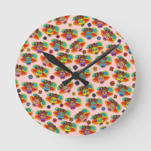 Catrina Sugar Skull Round Clock