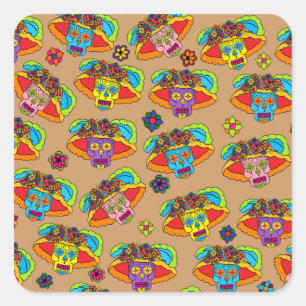 Catrina Sugar Skull Square Sticker