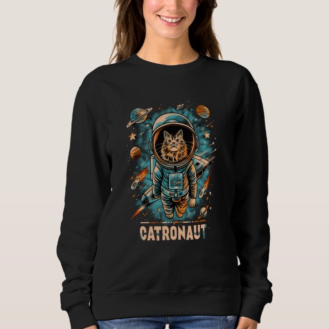 Catronaut Graphic - Maine Coon Cat in Space Astron Sweatshirt (Front)