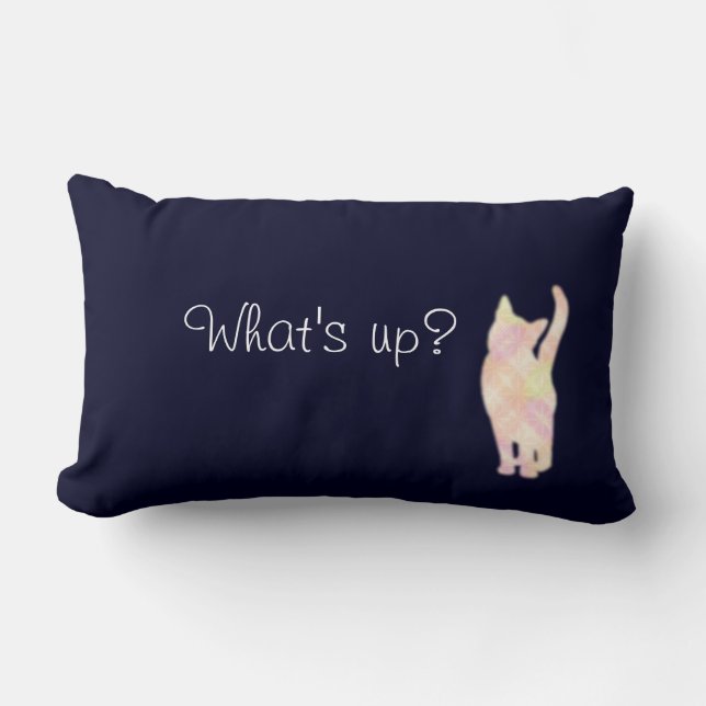 Cat's グラデーション "What's up?" Blue クッション　Throw Pillow (Front)