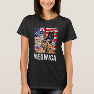 Cats 4th Of July Meowica Merica Cat USA American T-Shirt