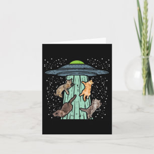 Cats Abducted By Ufo Funny Alien Space Lover Men W Card