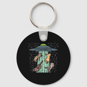Cats Abducted By Ufo Funny Alien Space Lover Men W Key Ring
