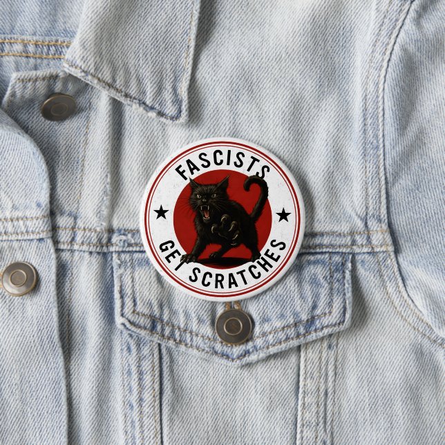 Cats Against Fascists 7.5 Cm Round Badge (In Situ)