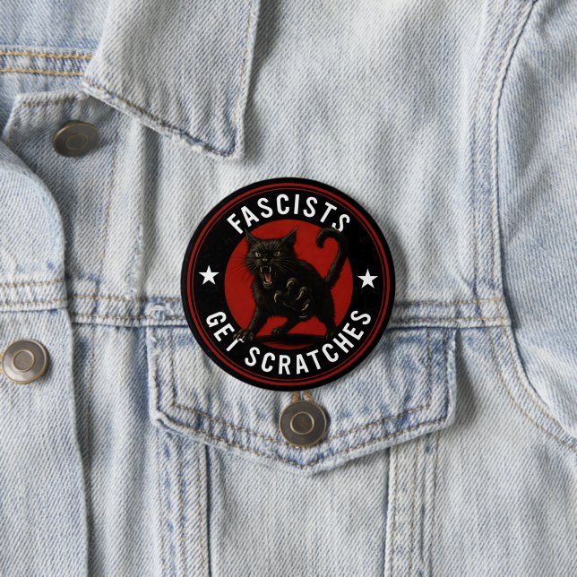 Cats Against Fascists 7.5 Cm Round Badge (In Situ)
