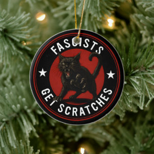 Cats Against Fascists Ceramic Ornament