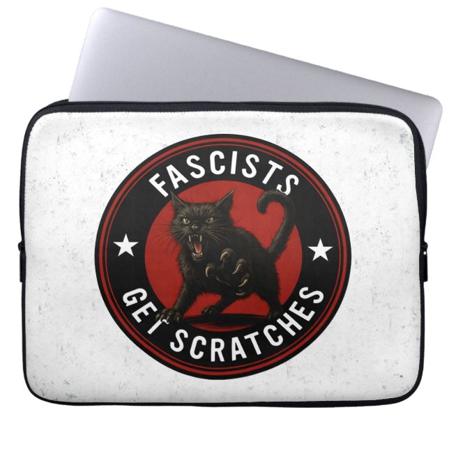 Cats Against Fascists Laptop Sleeve (Front)