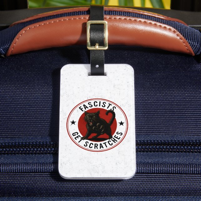 Cats Against Fascists Luggage Tag (Front Insitu 2)