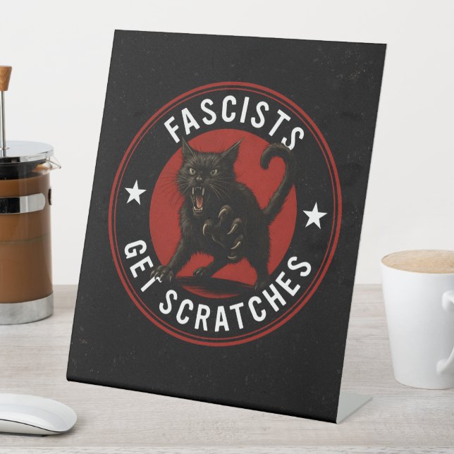 Cats Against Fascists Pedestal Sign (In SItu)